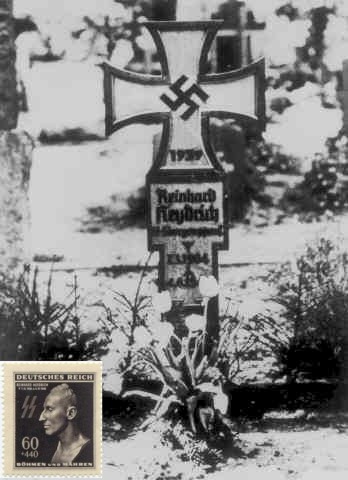 Heydrich grave and death mask postage stamp